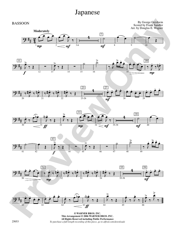 Japanese Bassoon Bassoon Part Digital Sheet Music Download