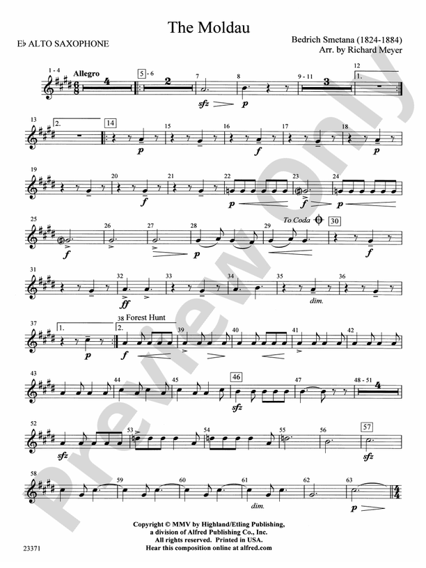 吹奏楽楽譜 THE MOLDAU The Moldau: E-flat Alto Saxophone: E-flat Alto Saxophone