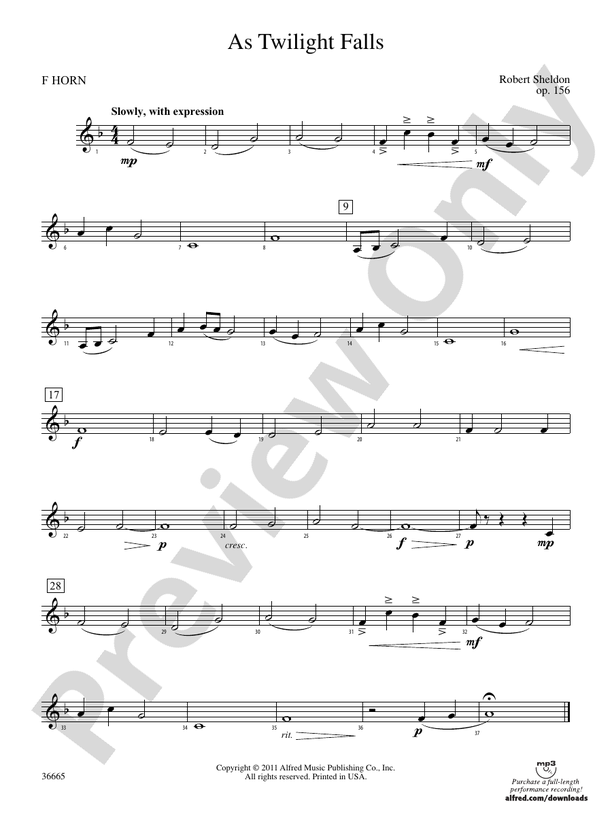 As Twilight Falls 1st F Horn 1st F Horn Part