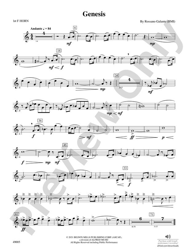 Genesis 1st F Horn 1st F Horn Part Digital Sheet Music Download 