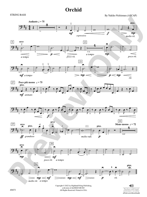 Orchid: String Bass: String Bass Part - Digital Sheet Music Download