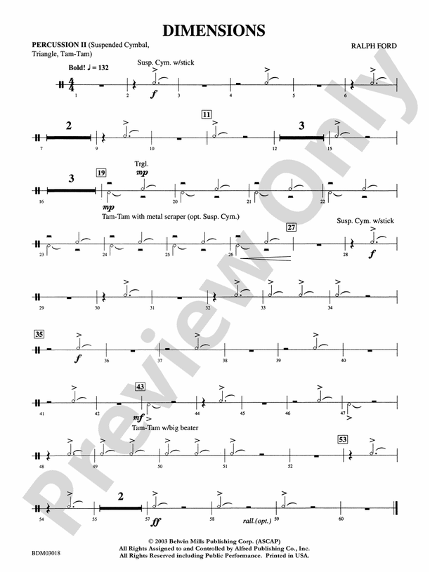 Dimensions 2nd Percussion 2nd Percussion Part Digital Sheet Music