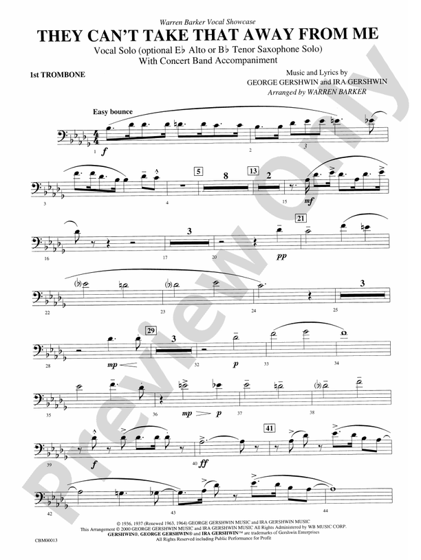They Can't Take That Away from Me: 1st Trombone: 1st Trombone Part