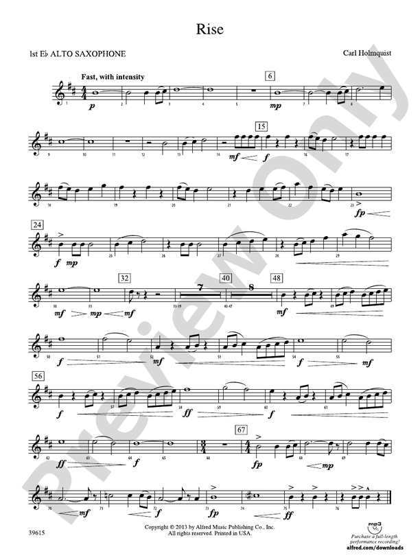 Rise: E-flat Alto Saxophone: E-flat Alto Saxophone Part - Digital