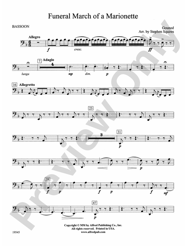 Funeral March of a Bassoon Bassoon Part Digital Sheet Music Download