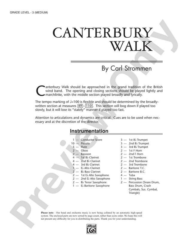 Canterbury Walk: Score