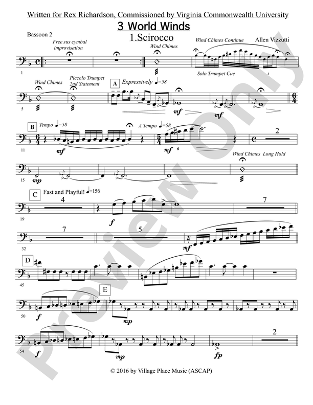 Three World Winds: 2nd Bassoon: 2nd Bassoon Part Digital Sheet Music  Download