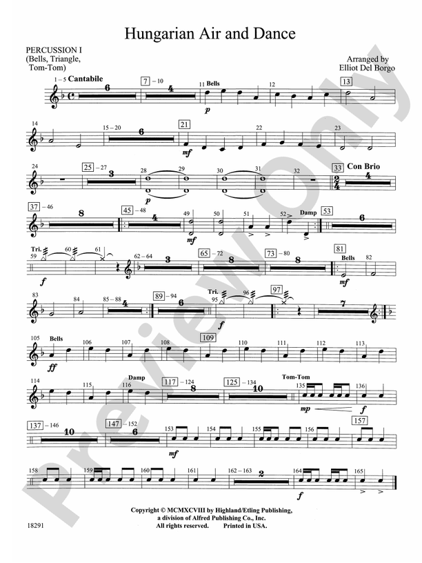 Hungarian Air and Dance: 1st Percussion: 1st Percussion Part - Digital ...