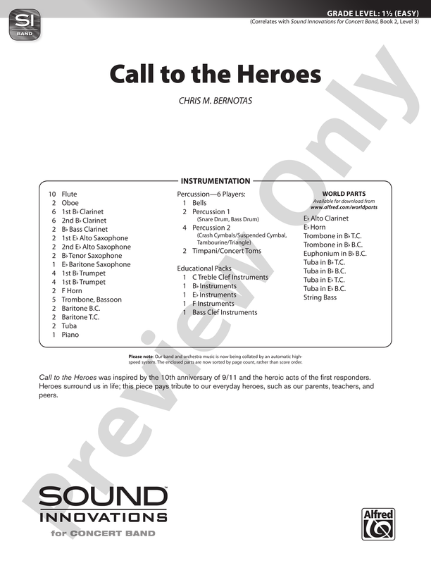 Call to the Heroes: Score