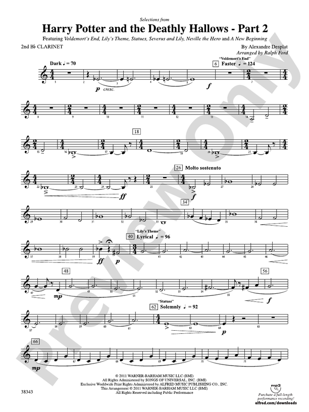 Harry Potter and the Deathly Hallows, Part 2, Selections from 2nd Bflat 2nd Bflat