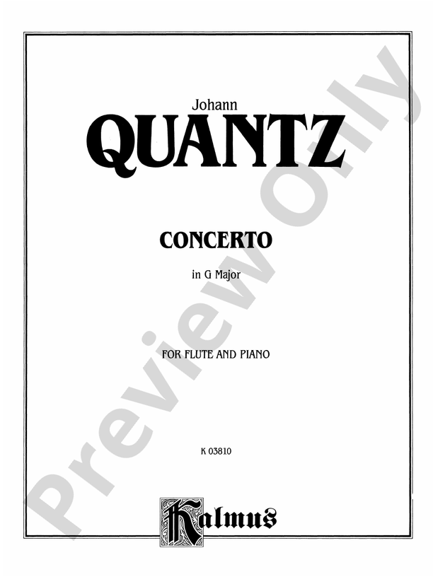 Quantz Concerto in G Major Flute Part(s) Johann Quantz Digital