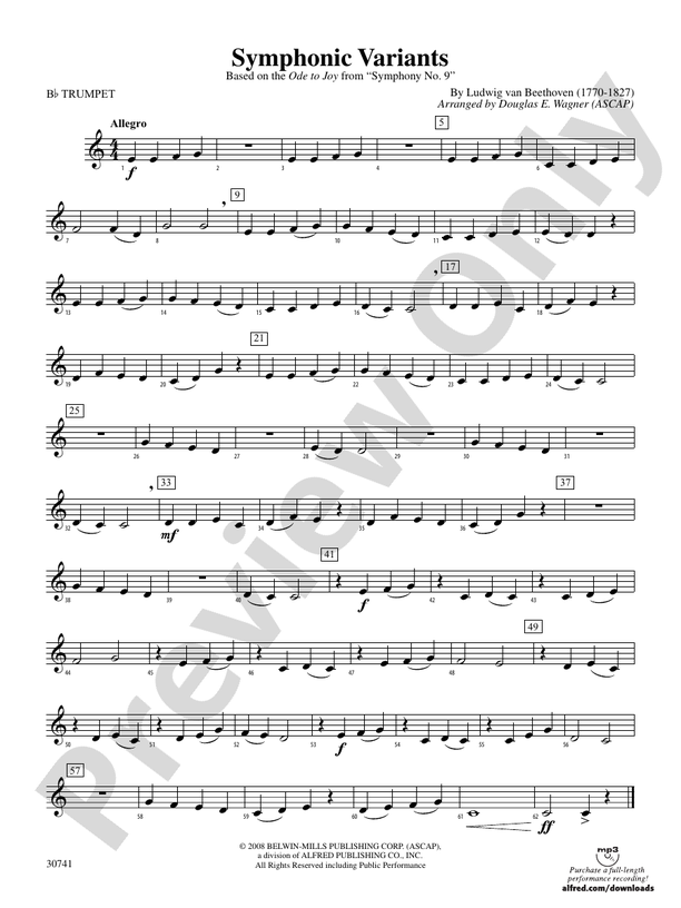 Symphonic Variants (Based on Ode to Joy from Symphony No. 9): 1st B-flat  Trumpet
