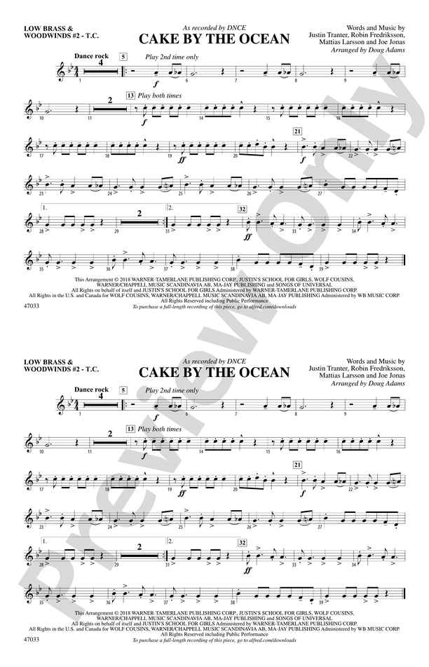 Cake by the Ocean: Low Brass & Woodwinds #2 - Treble Clef