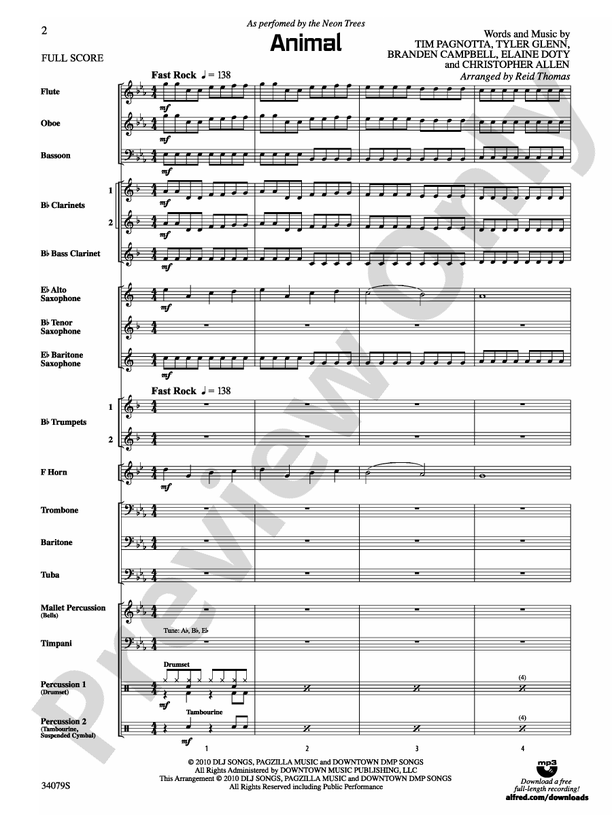 Animal: Concert Band Conductor Score & Parts: Christopher Allen ...