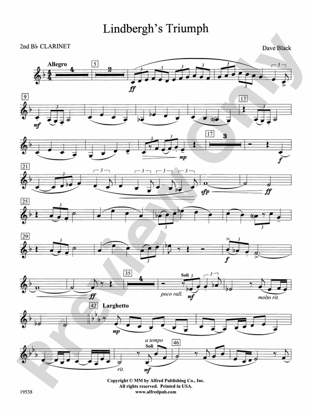 Lindbergh's Triumph 2nd Bflat 2nd Bflat Part