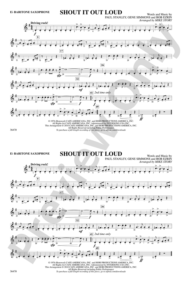 Shout It Out Loud: E-flat Alto Saxophone: E-flat Alto Saxophone Part -  Digital Sheet Music Download