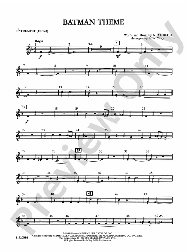 Batman Theme (from the Original TV Series): 1st B-flat Trumpet: 1st B-flat  Trumpet Part - Digital Sheet Music Download