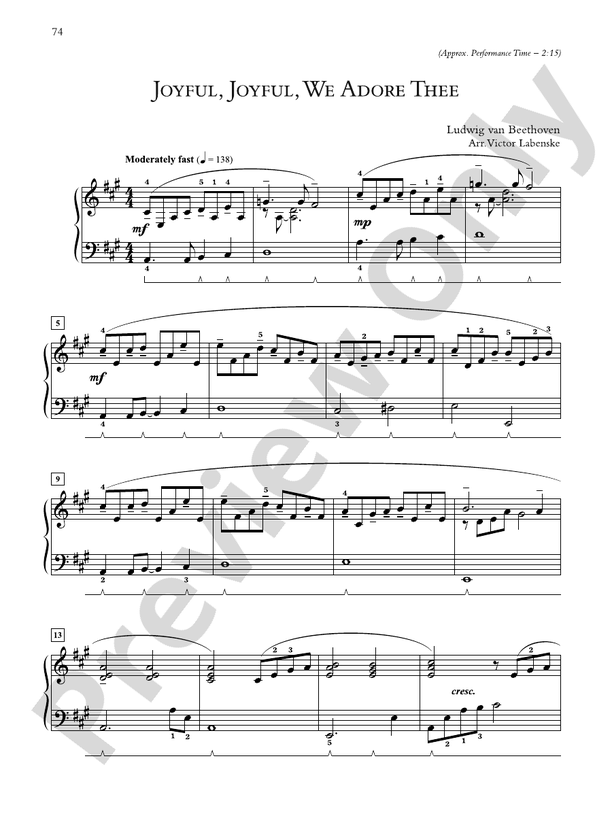 Joyful, Joyful, We Adore Thee - Piano Solo