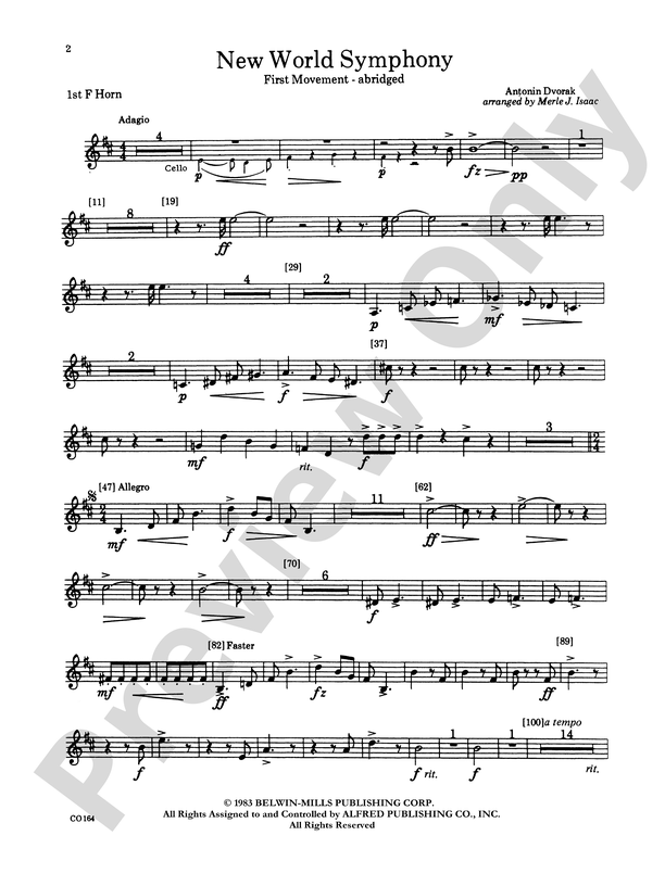 New World Melody by Antonin Dvorak - Fanfare Band - Sheet Music