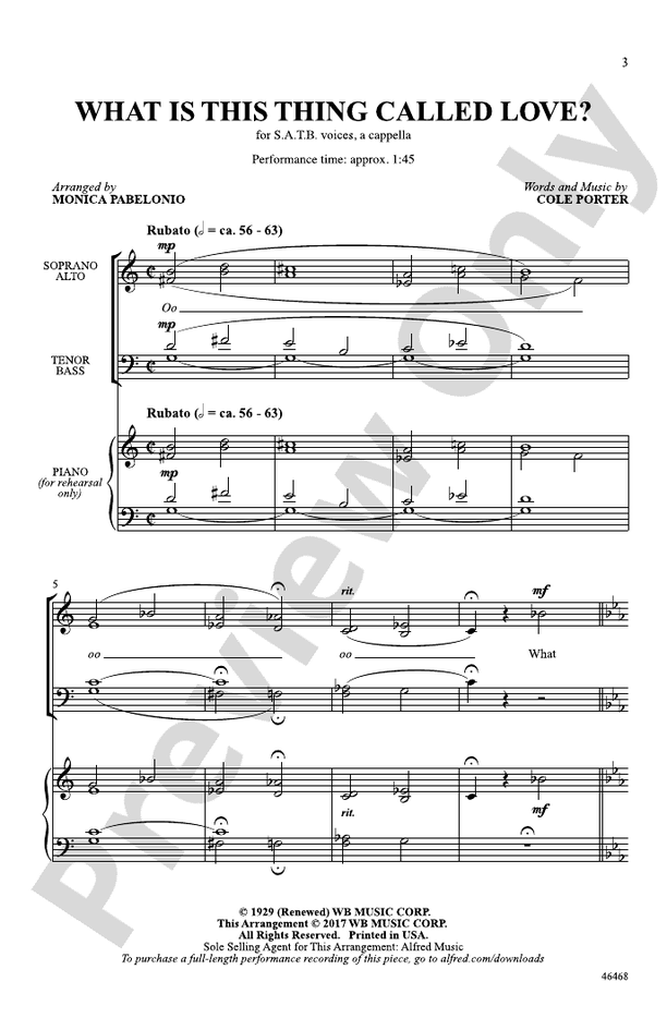What Is This Thing Called Love? SATB Choral Octavo Cole