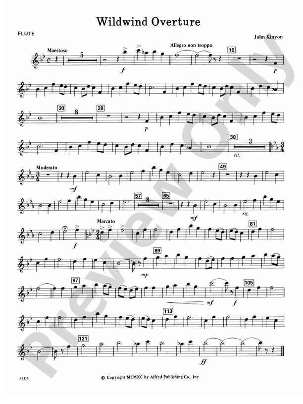 Wildwind Overture Flute Flute Part Digital Sheet Music Download