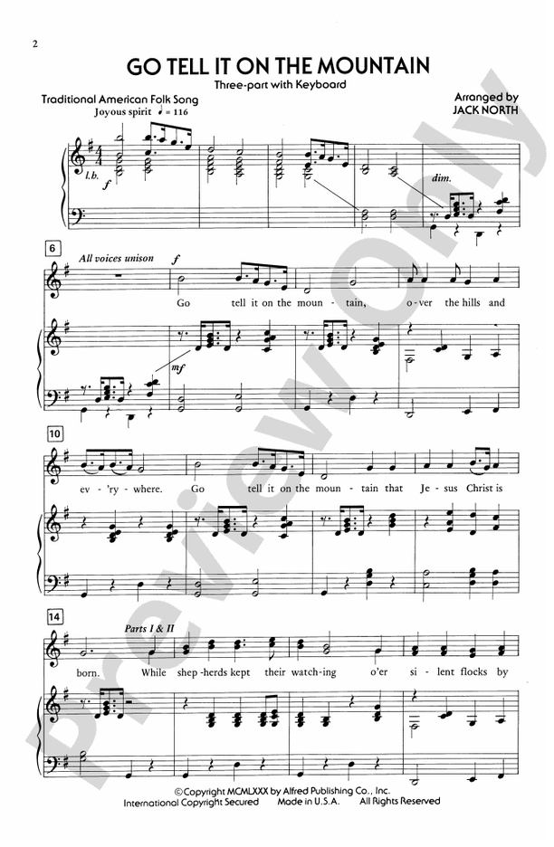 Go Tell It on the Mountain 3Part (any combination) Choral Octavo