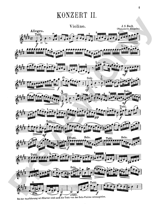Korridor Vejrudsigt kartoffel Bach: Violin Concerto No. 2 in E Major: Violin Concerto No. 2 in E Major ( Violin) Part - Digital Sheet Music Download