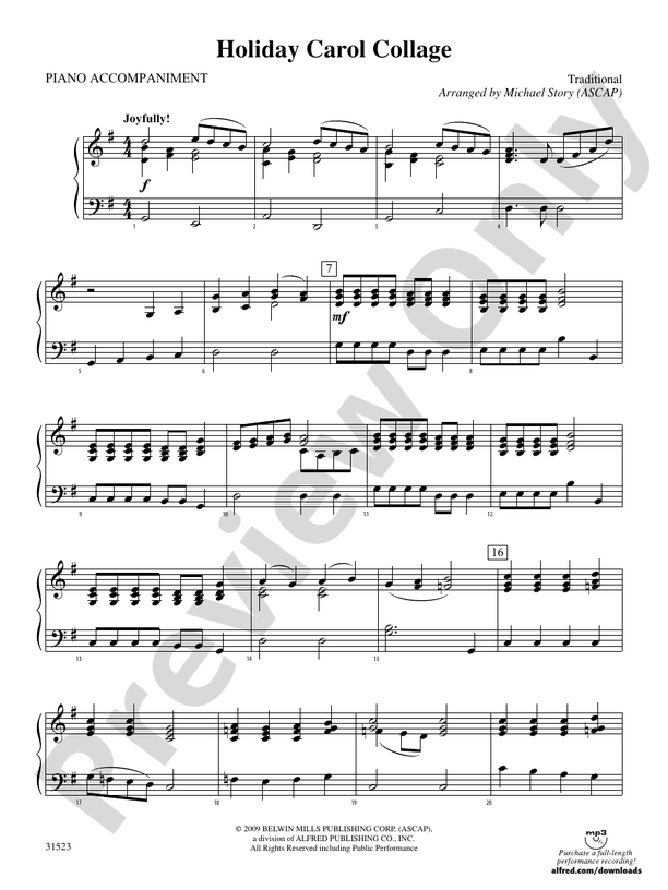 Holiday Carol Collage Piano Piano Part