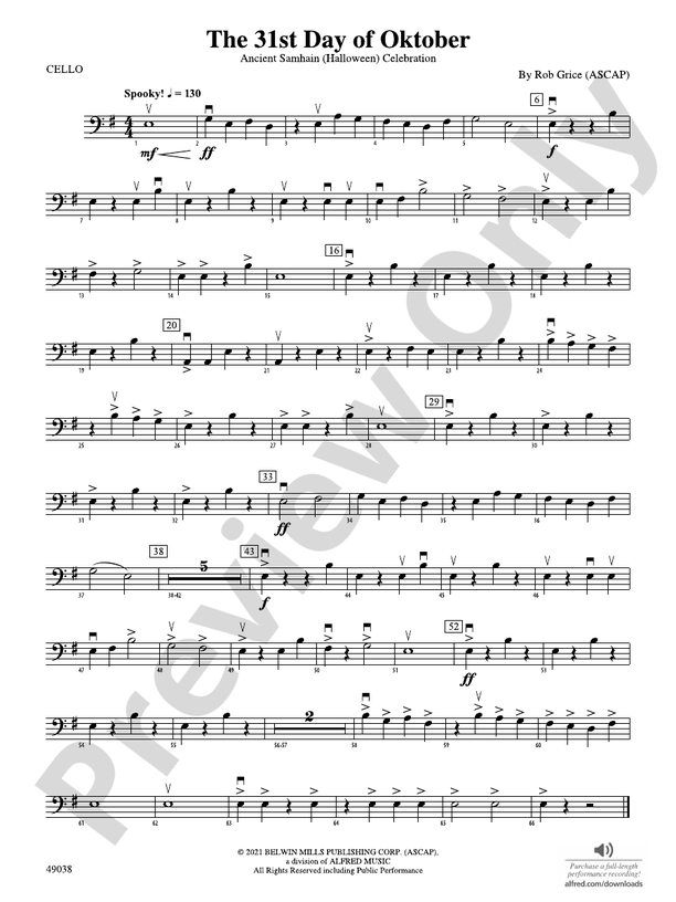 The 31st Day of Oktober: Cello: Cello Part - Digital Sheet Music