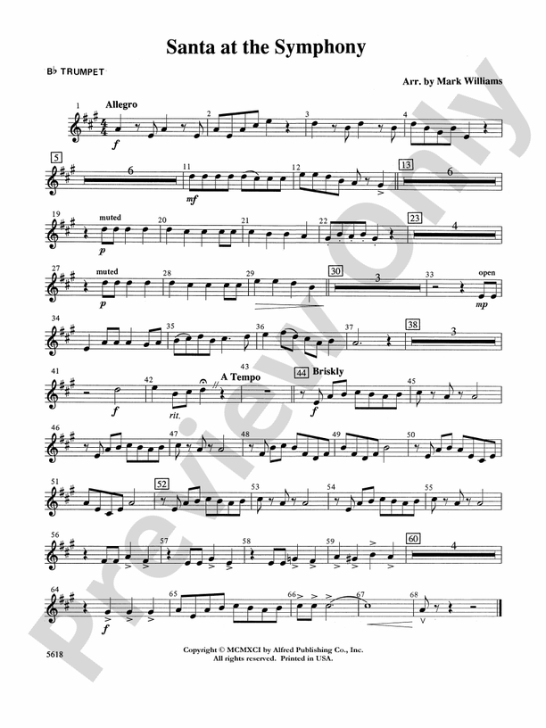 Santa at the Symphony (also playable by strings only): 1st B-flat