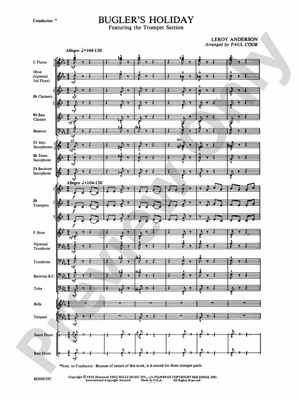 Bugler's Holiday (featuring the Trumpet Section) Concert Band