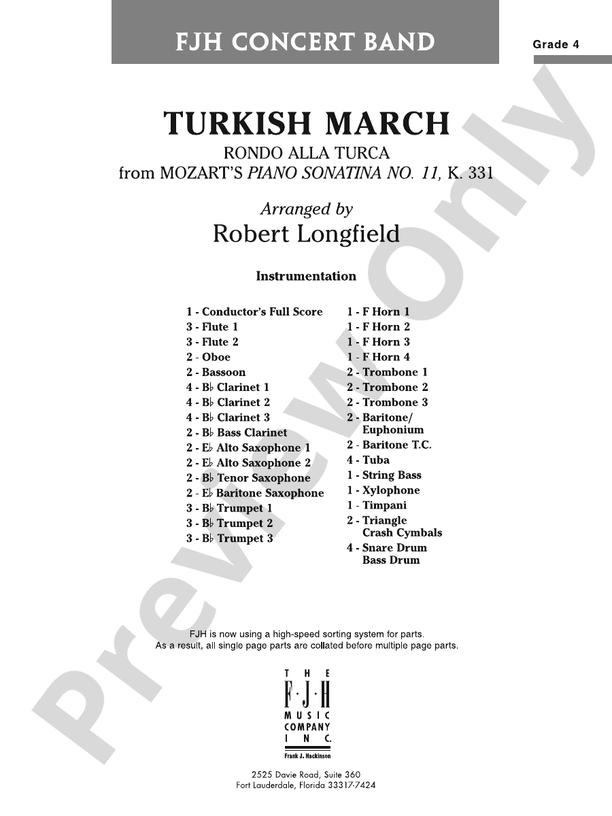 Turkish March Wolfgang Amadeus Mozart Digital Sheet Music Download