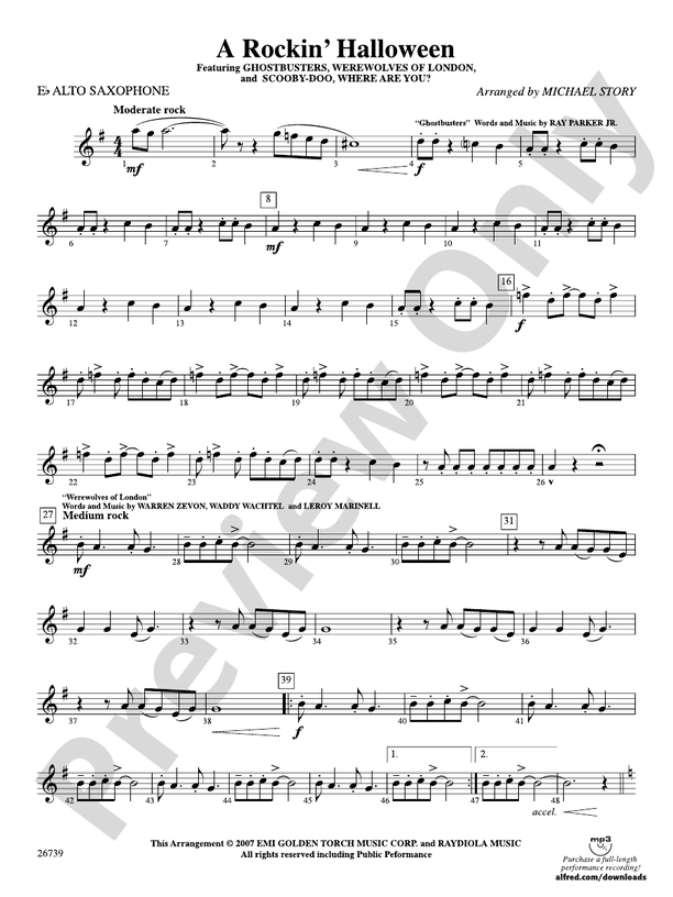 A Rockin' Halloween Eflat Alto Saxophone Eflat Alto Saxophone Part