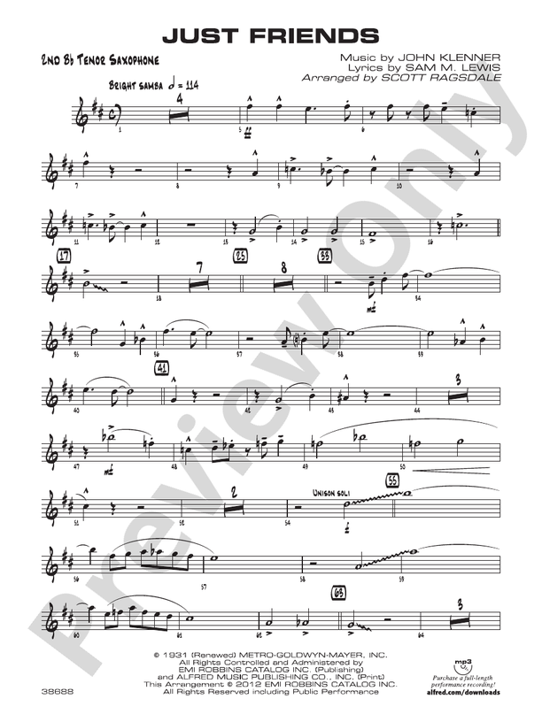 Just Friends: 2nd B-flat Tenor Saxophone