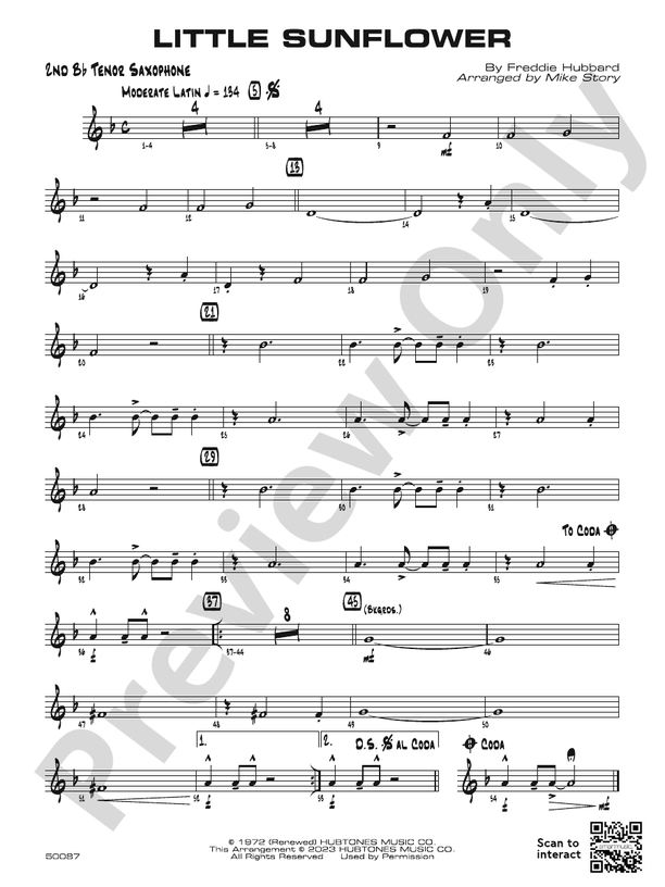 Little Sunflower 2nd Bflat Tenor Saxophone 2nd Bflat Tenor
