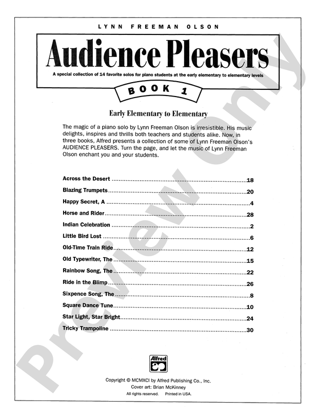 Audience Pleasers, Book 1: A Special Collection of 14 Favorite Solos for Piano Students at the Early Elementary to Elementary Levels