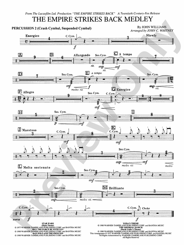 The Empire Strikes Back Medley: 2nd Percussion