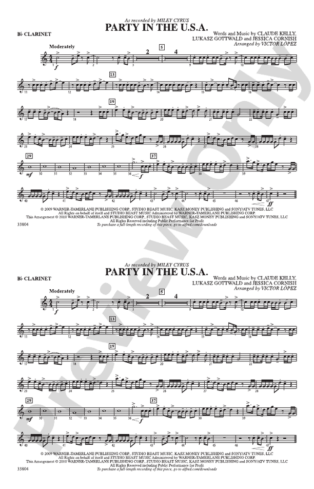 Party in the U.S.A.: 1st B-flat Clarinet