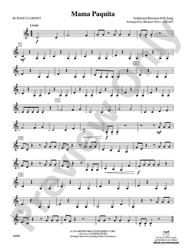 Mama Paquita: B-flat Bass Clarinet