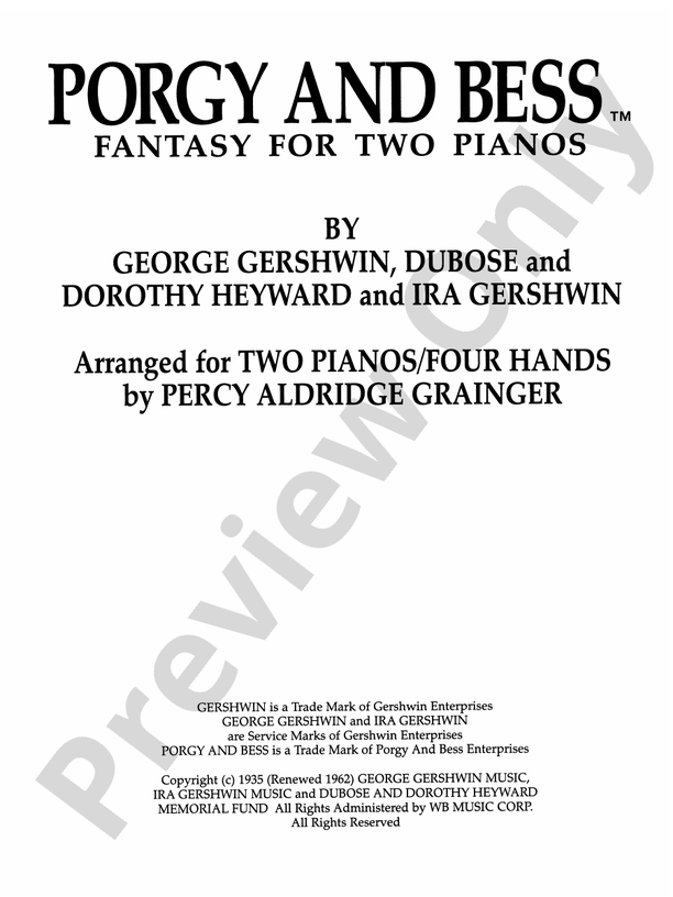 Porgy and Bess™ Fantasy for Two Pianos