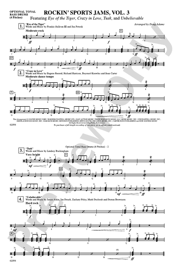 Rockin' Sports Jams, Vol. 3 Tonal Bass Drum Tonal Bass Drum Part