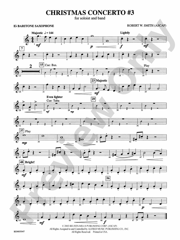 Christmas Concerto 3 (for Soloist and Band) Eflat Baritone Saxophone Eflat Baritone