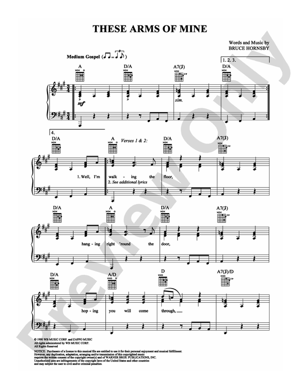 These Arms of Mine: Piano/Vocal/Chords: Bruce Hornsby - Digital Sheet