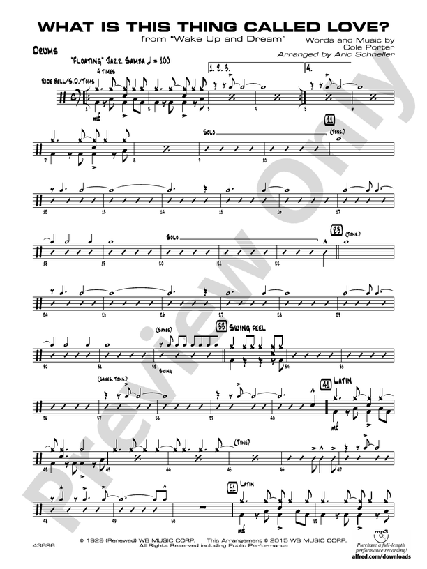 What Is This Thing Called Love? (from Wake Up and Dream) Drums Drums