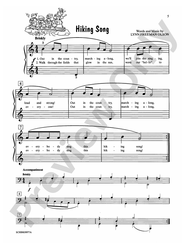 Hiking Song - Piano Solo with Lyrics (with Optional Duet Accompaniments)