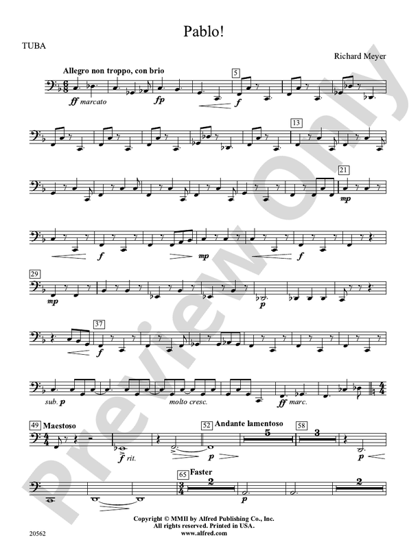 Pablo! Tuba Tuba Part Digital Sheet Music Download