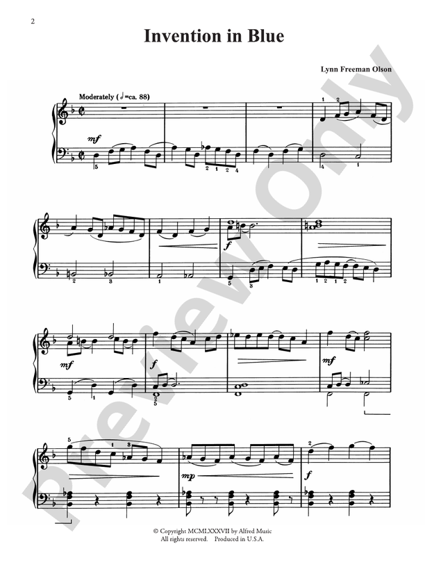 Invention in Blue - Piano Solo