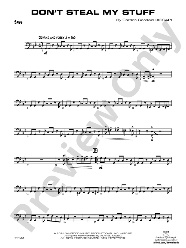 Don't Steal My Stuff: String Bass: String Bass Part - Digital Sheet ...
