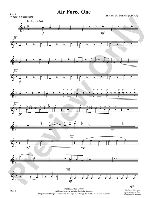 Air Force One Part 4 Tenor Saxophone Part 4 Tenor Saxophone Part
