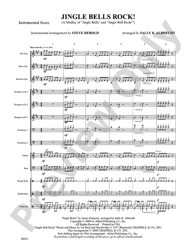 Jingle Bells Rock! (A Medley): Score